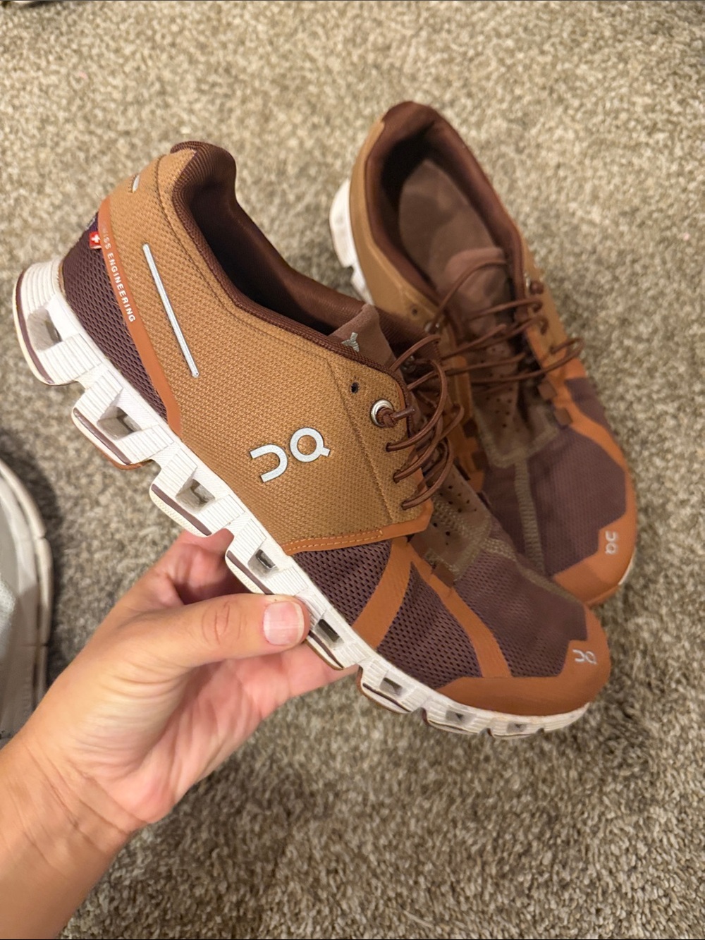 On Running Brown/Tan Men's Athletic Shoes more like a rust color